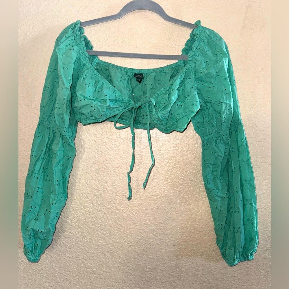 Teal super cropped crop top